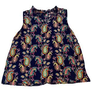 Talbots Navy Floral Paisley Top